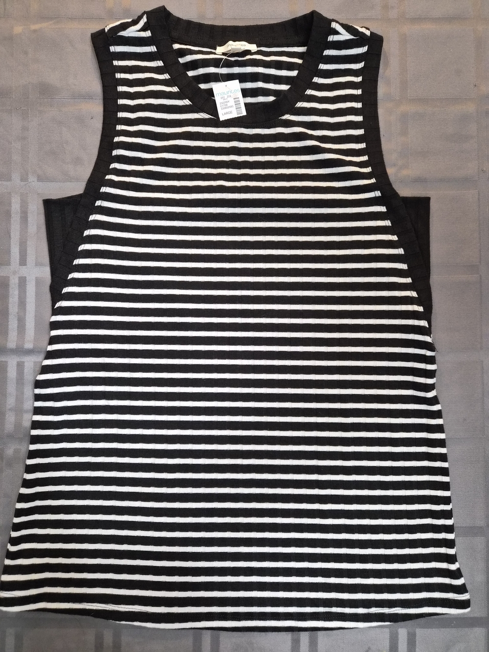 Striped Black and White Sleeveless Tank Top